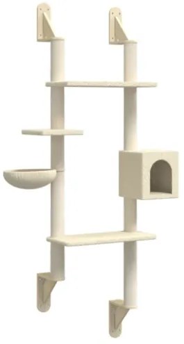 Albero per Gatti con Tiragraffi a Parete Crema 180 cm