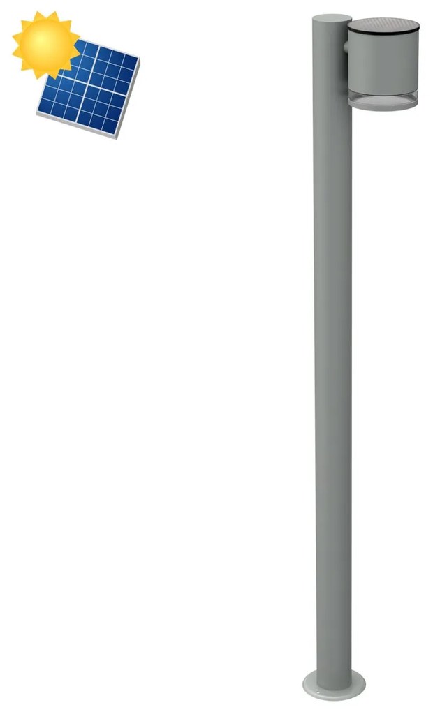 Paletto da Giardino Solare Grigio da 100cm IP54 in Alluminio Colore Bianco Naturale 4.000K