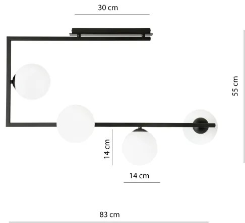 Lampadario a sospensione con supporto rigido SOMA 4xE14/10W/230V nero/bianco