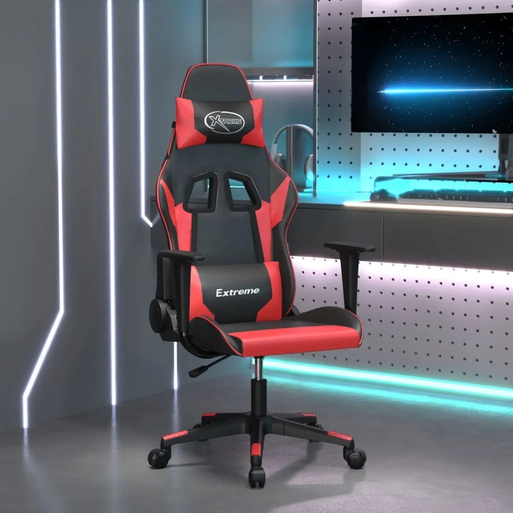 Sedia da gaming nera e rossa in similpelle