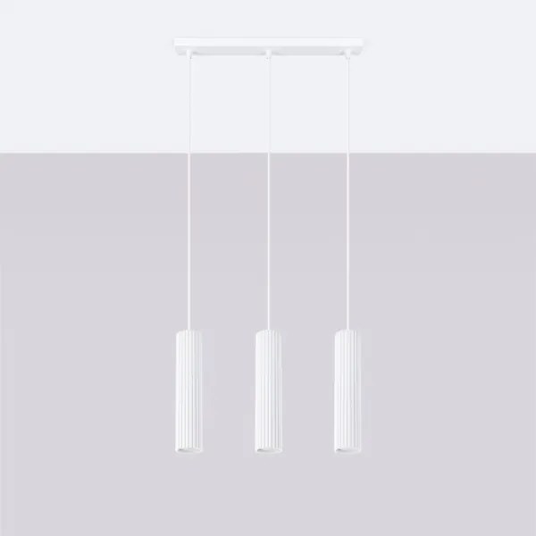 Sollux SL.1537 - Lampadario a sospensione con filo KARBON 3xGU10/10W/230V bianco