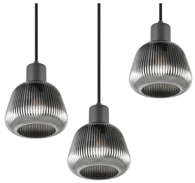 Lampadario nero con paralume in vetro ø 37 cm Tarifa - Trio