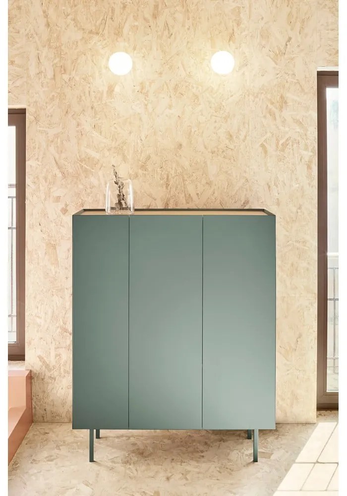 Cassettiera alta verde effetto rovere95x120 cm Arista - Teulat