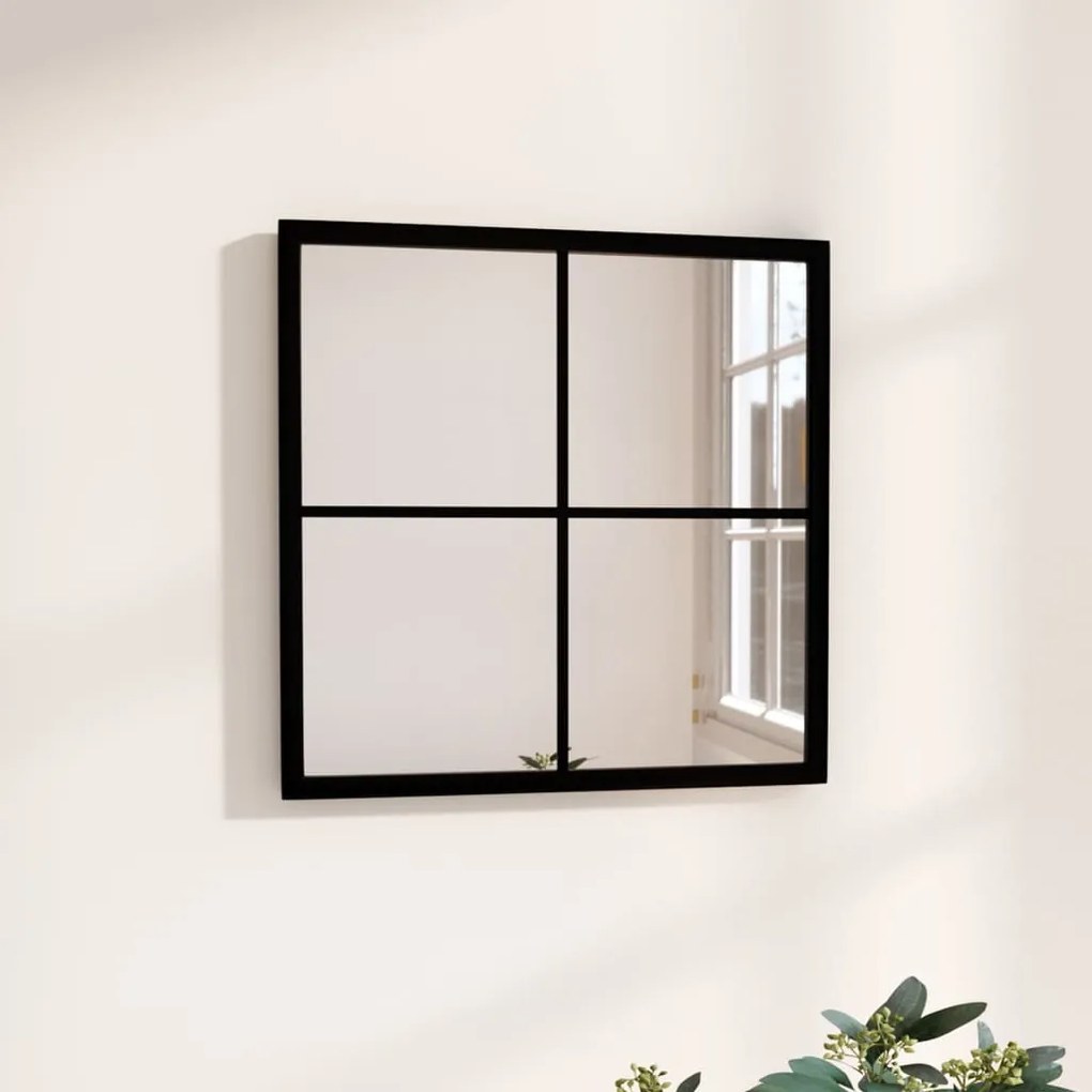 Specchio Da Parete Nero 40x40 Cm İn Metallo /