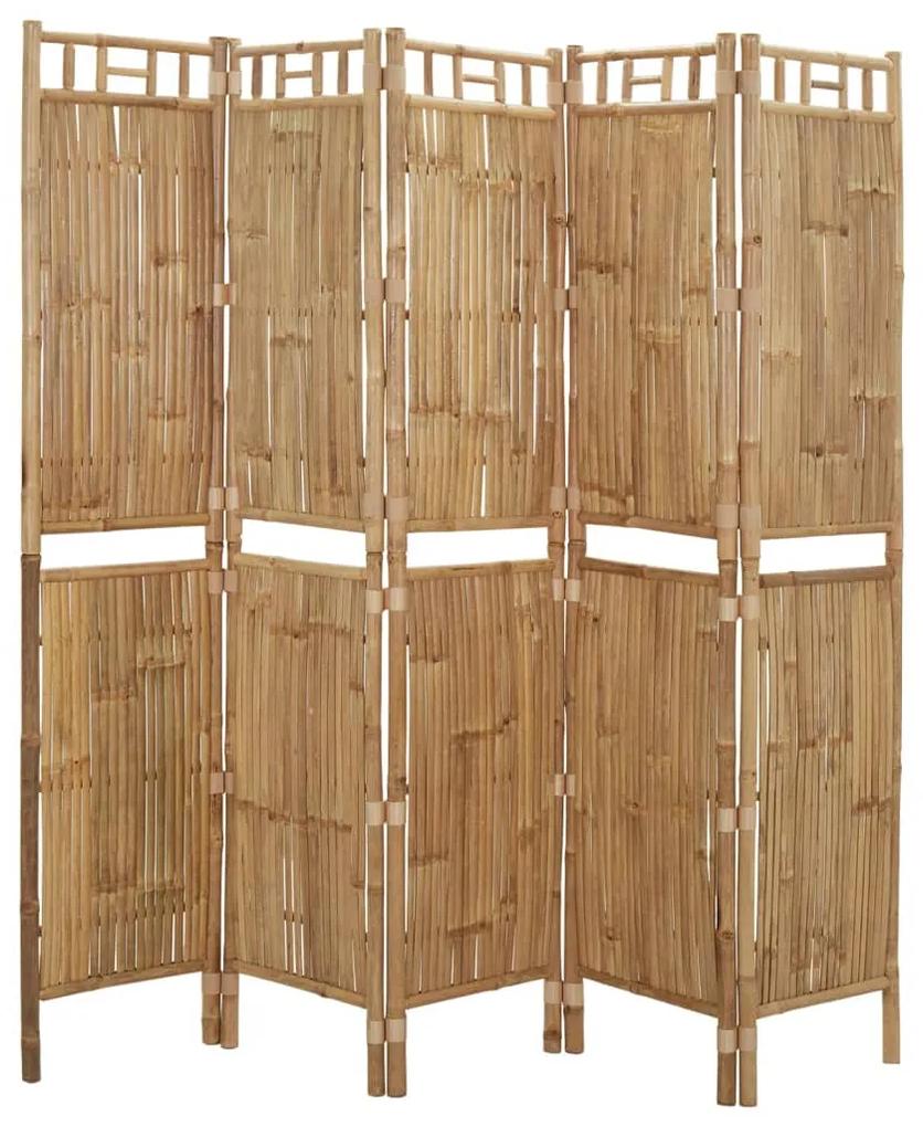 Paravento a 5 pannelli in bambù 200x180 cm