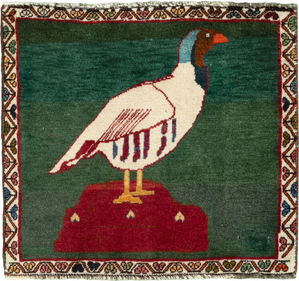 Shiraz Tappeto persiano 60 x 50 Verde (Iran) Annodato A Mano