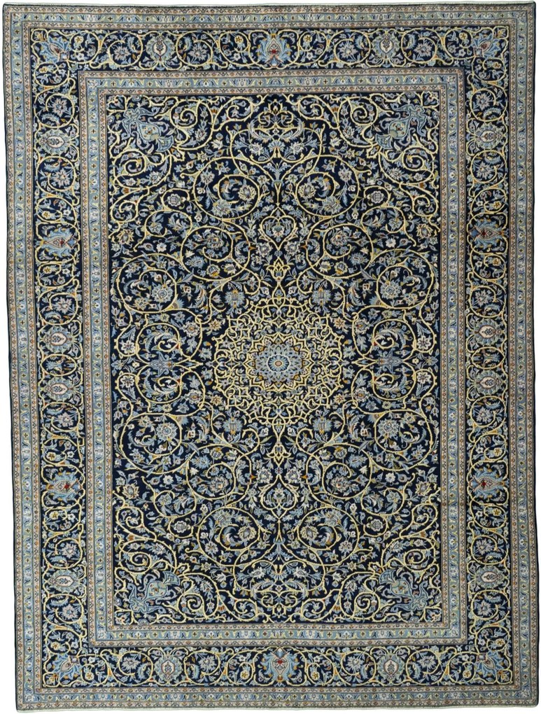 Kashan Tappeto persiano 390x290 Blu (Iran) Annodato A Mano