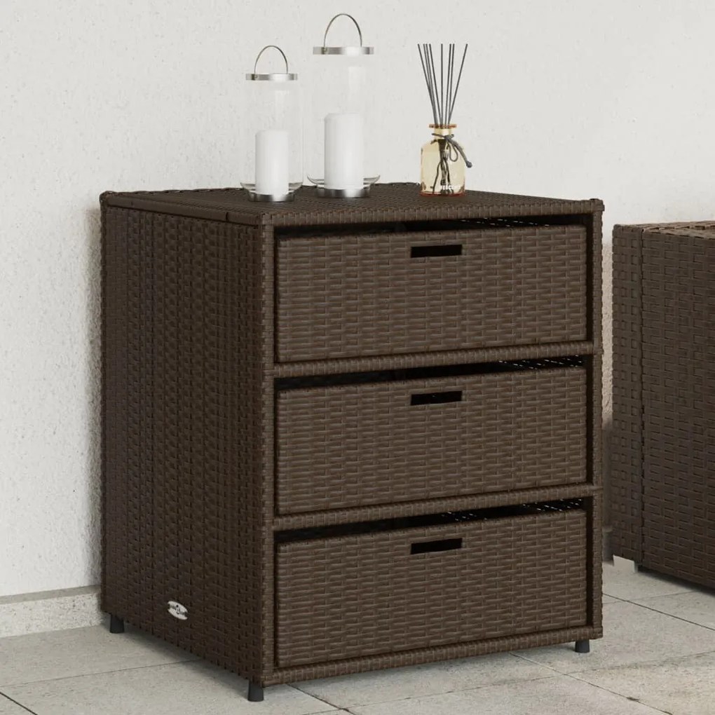 Armadietto Portaoggetti Giardino Marrone 55x59x69cm Polyrattan /