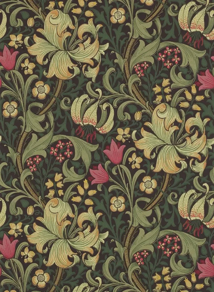 Morris & Co Tapete Golden Lily - Charcoal/ Olive