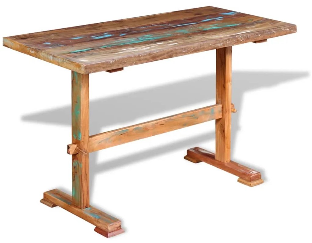 Tavolo pranzo piedistallo legno massello recupero 120x58x78 cm