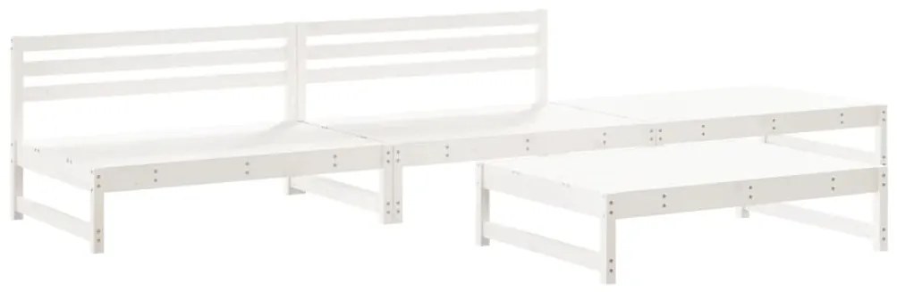 Set salotto da giardino 4 pz bianco in legno massello di pino