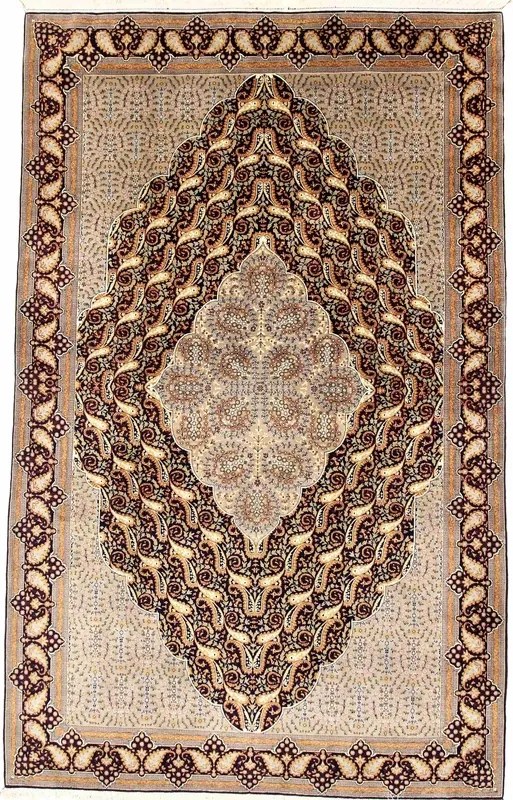 Ghom Tappeto 200 x 330 Blu (Iran) Annodato A Mano