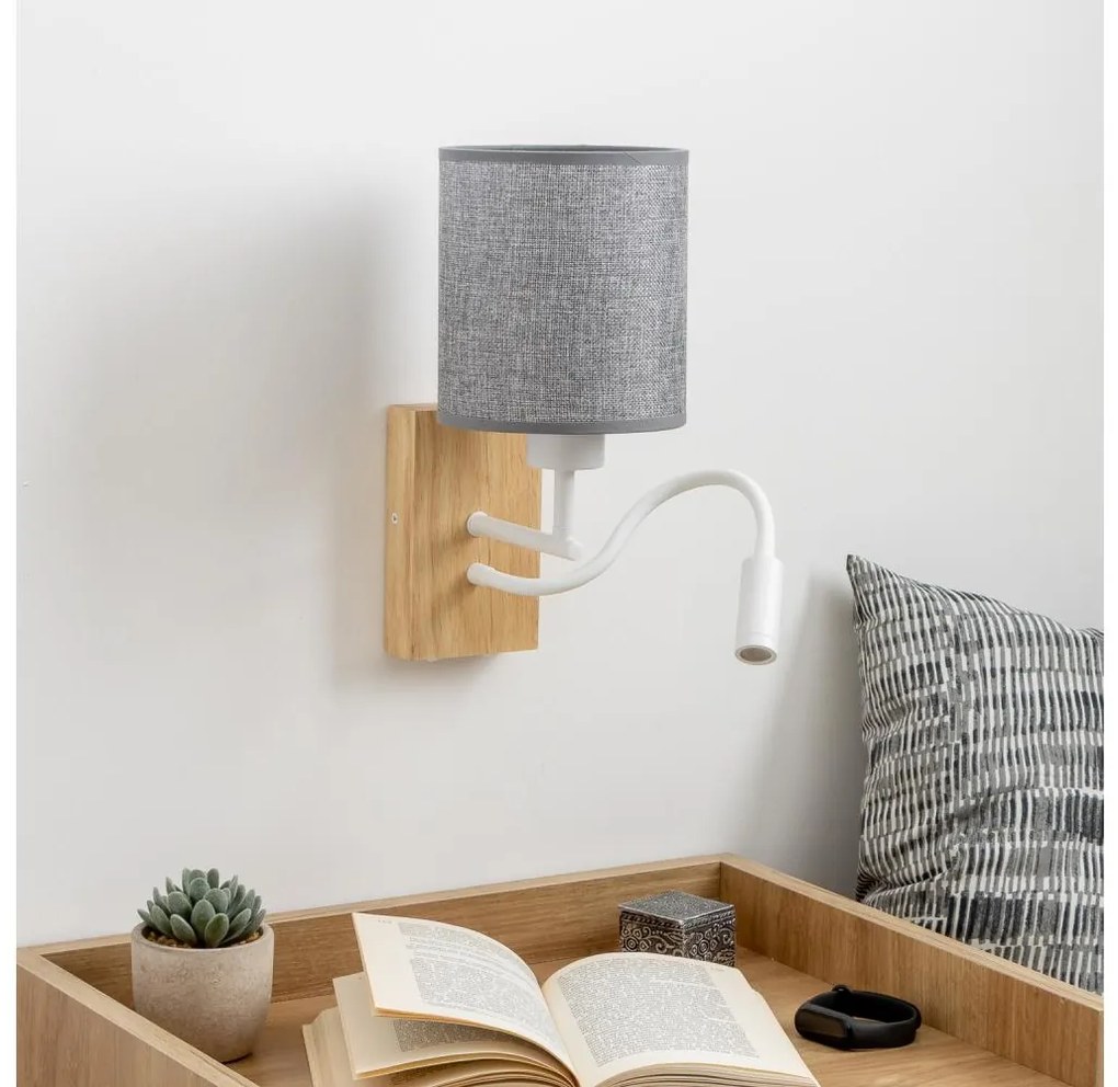 Brilagi - Applique a LED NUBILA WOOD 1xE27/25W/230V + LED/3W quercia/grigio