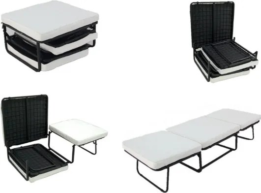 Pouf letto brandina pieghevole 80x80 BIN con tessuto VERDE