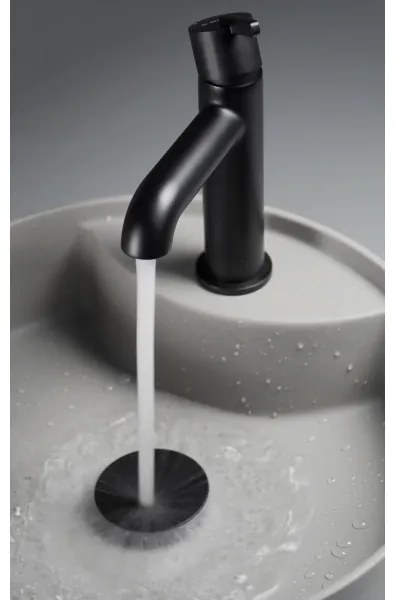 Deante CQS_SU4B - Lavabo da appoggio SILIA con foro rubinetteria, Ø 36 cm, granito/grigio metallizzato