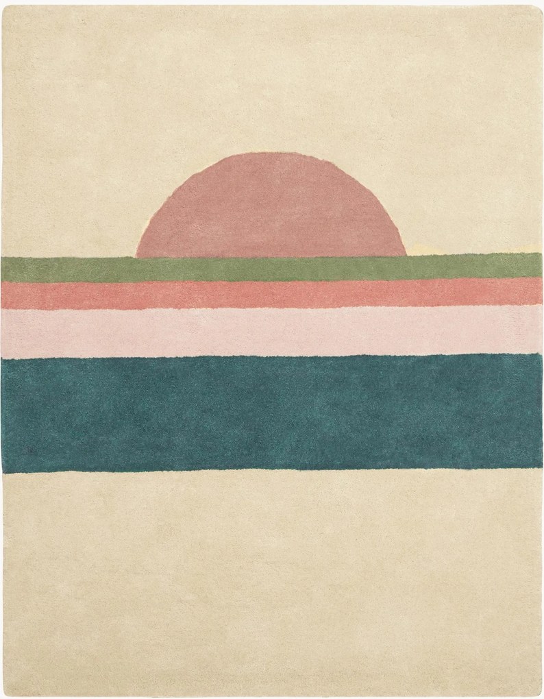 Tappeto per bambini fatto a mano Sunset Pink Green