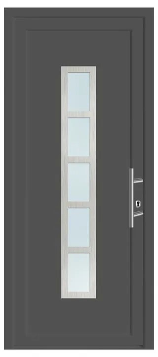 Portoncino d'ingresso 20011 L 80 x H 210 cm in PVC antracite, apertura spingere a sinistra, falso telaio non incluso
