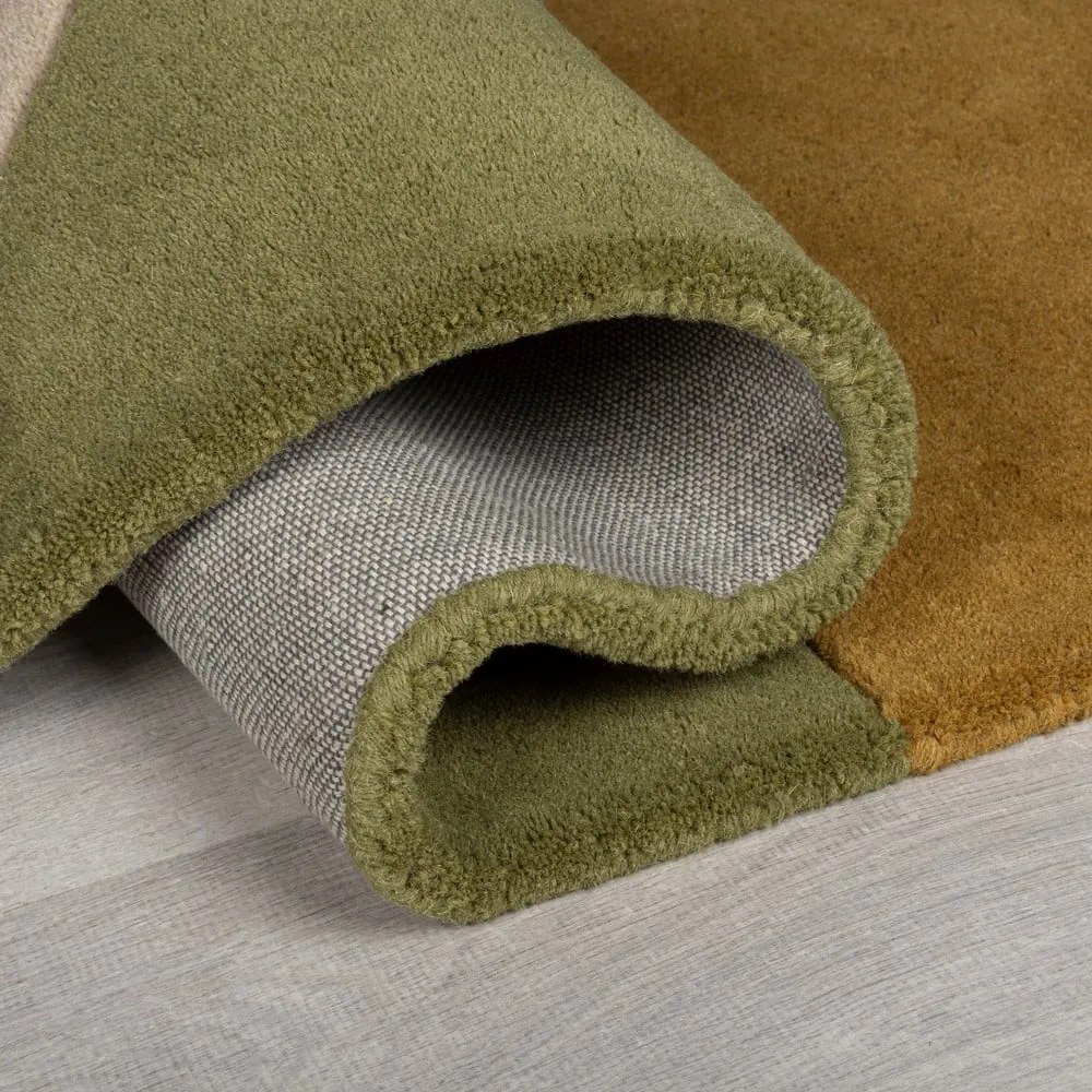 Tappeto verde in lana tessuto a mano 120x180 cm Lozenge – Flair Rugs