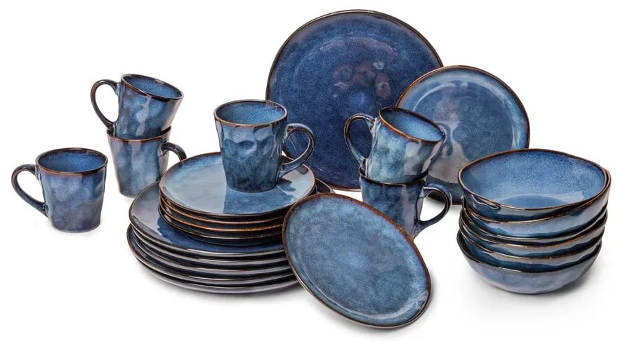 Set da pranzo in gres blu scuro 24 pezzi Glosia - Bonami Selection