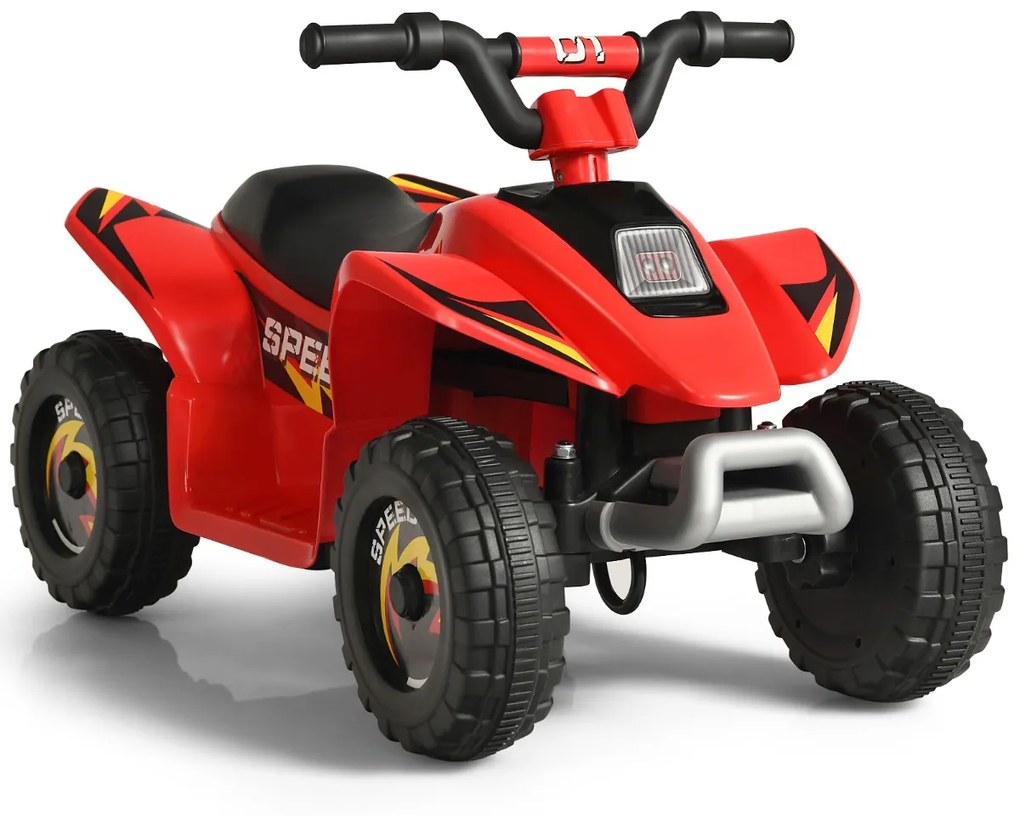 Costway Costway Quad cavalcabile alimentato a batteria 6V con velocità massima 4,6 km/h, Mini quad ATV per bambini Rosso