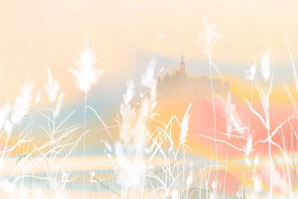 Quadro su tela – Castello in paesaggio pastello