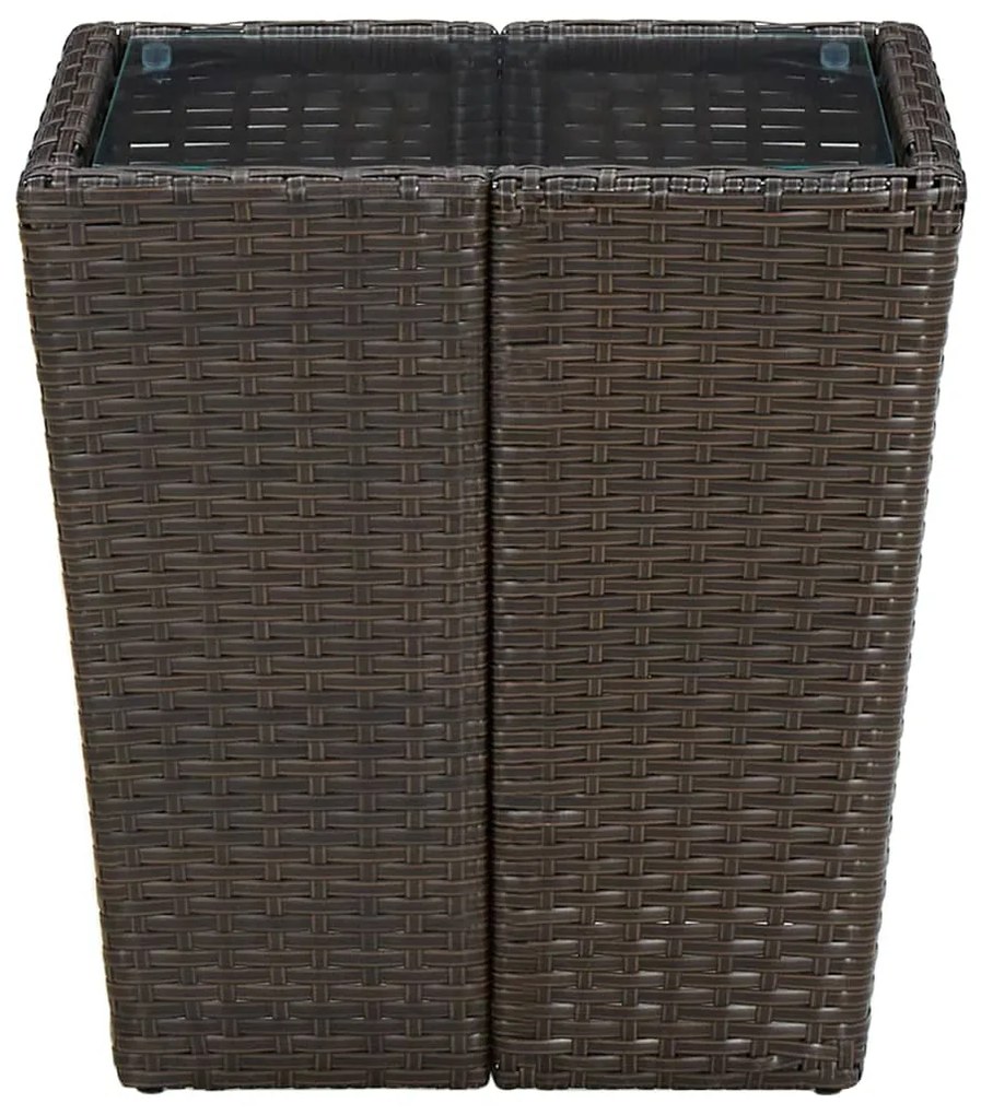 Tavolino marrone 41,5x41,5x44cm in polyrattan e vetro temperato