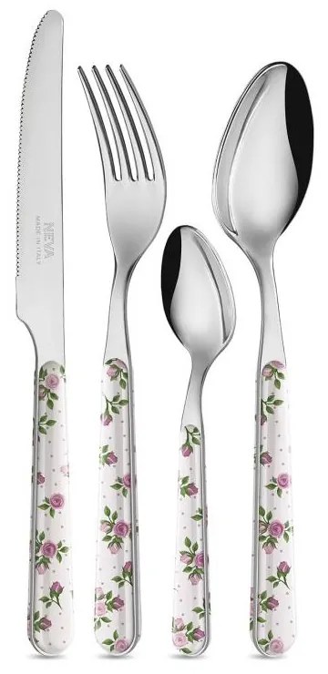 Set 24 Pezzi Posate Provenzali - Roses Rosa Scuro