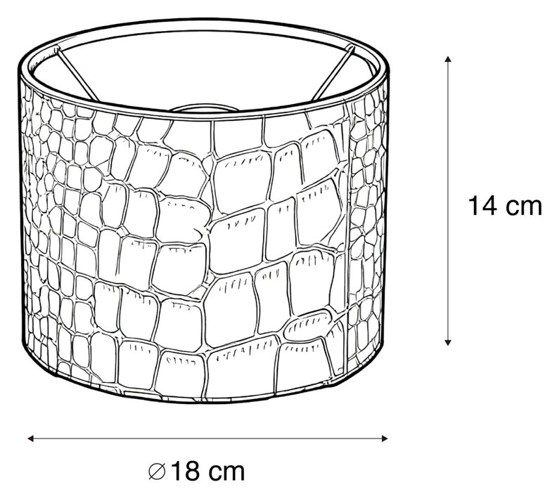 Paralume in velluto con motivo coccodrillo e interno oro 18/18/14