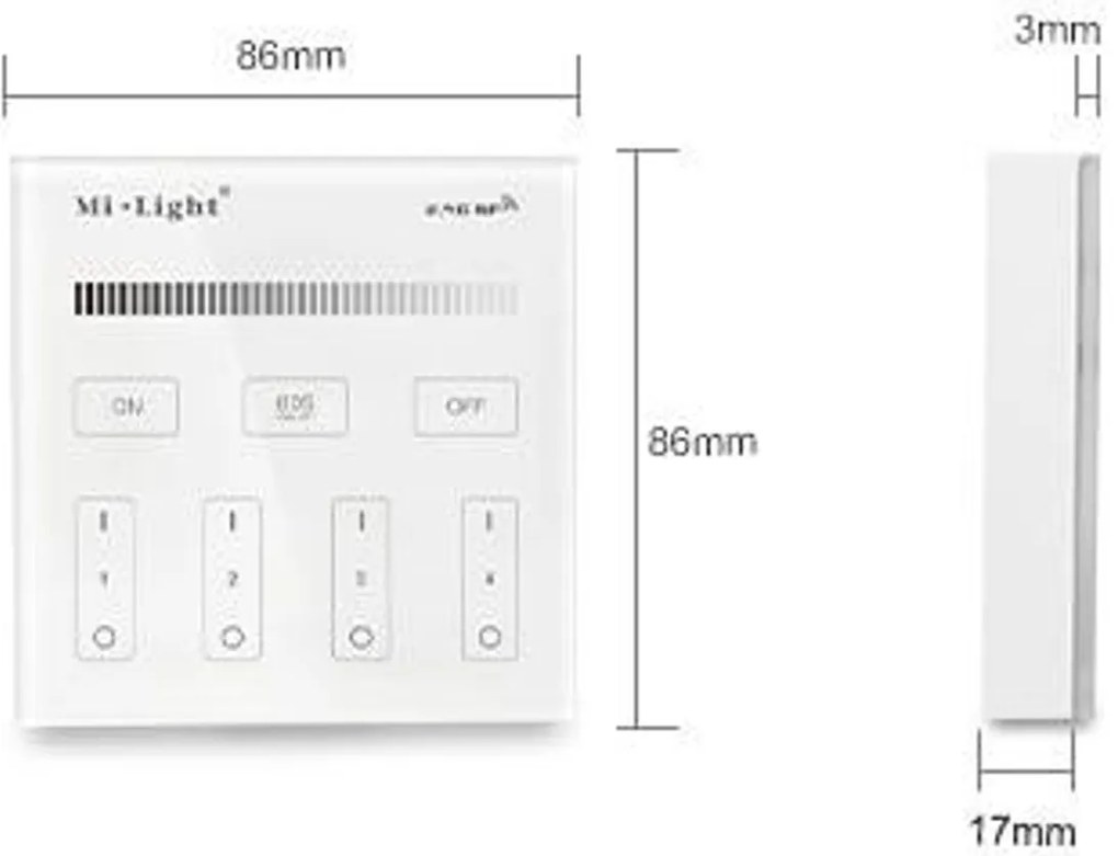 Pannello Full Touch WiFi Dimmer 4-Zone base magnetica - White