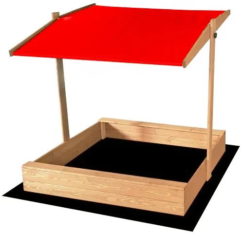 Sabbiera per bambini con tetto rosso 120 x 120 cm