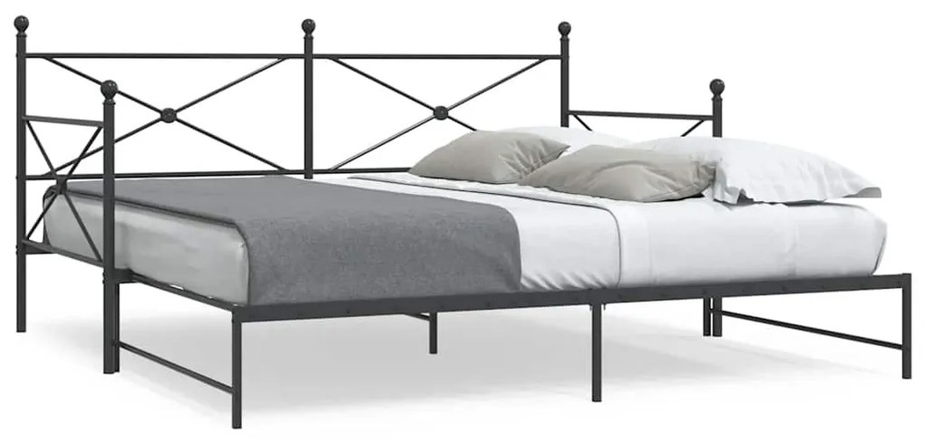 Divano Letto Estraibile Senza Materasso Nero 107x203 Cm Acciaio /