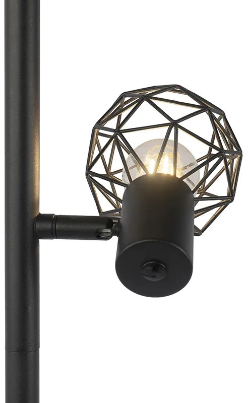 Lampada da terra di design nera 3 luci orientabile - Mesh