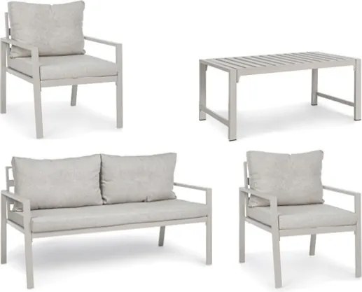 Salotto da esterno in alluminio 4 posti Avorio Bizzotto Lorillard New