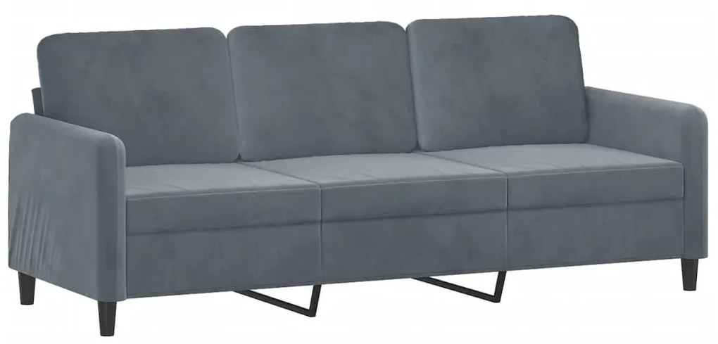 Set di divani 3 pz grigio scuro in velluto