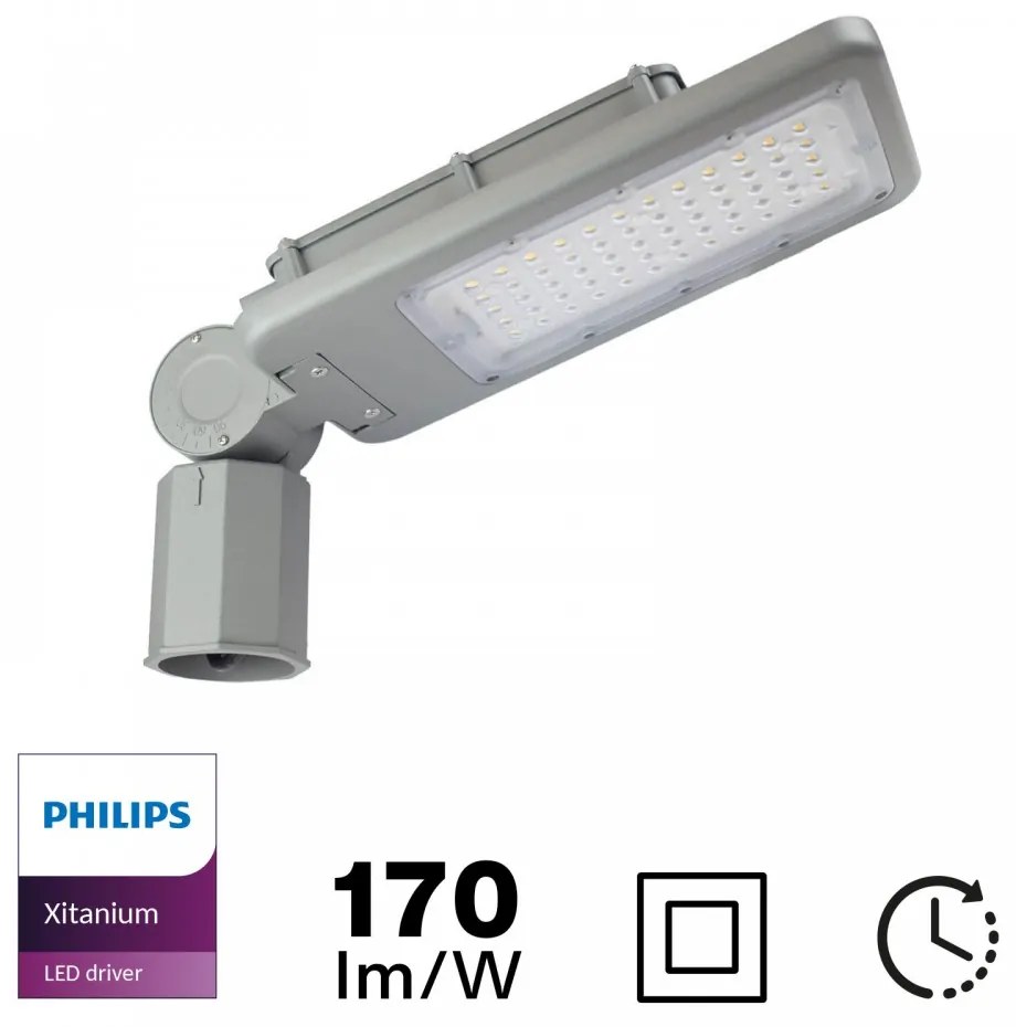 Armatura Stradale LED 65W, 170lm/W, Programmabile, 1-10V, Classe II - PHILIPS Xitanium Colore Bianco Freddo 5.000K