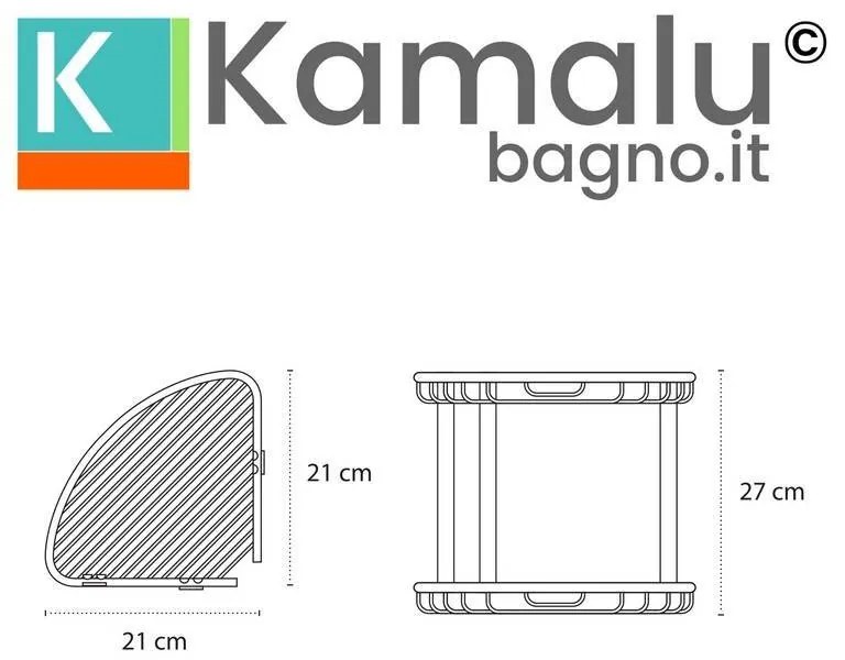 Kamalu - portaspugna a doppio ripiano in acciaio inox finitura bianca opaca | ka50b