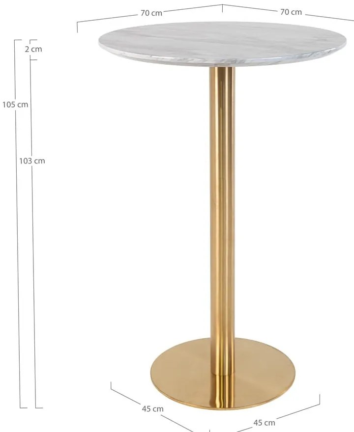 Tavolo bar rotondo con piano in marmo ø 70 cm Bolzano - House Nordic