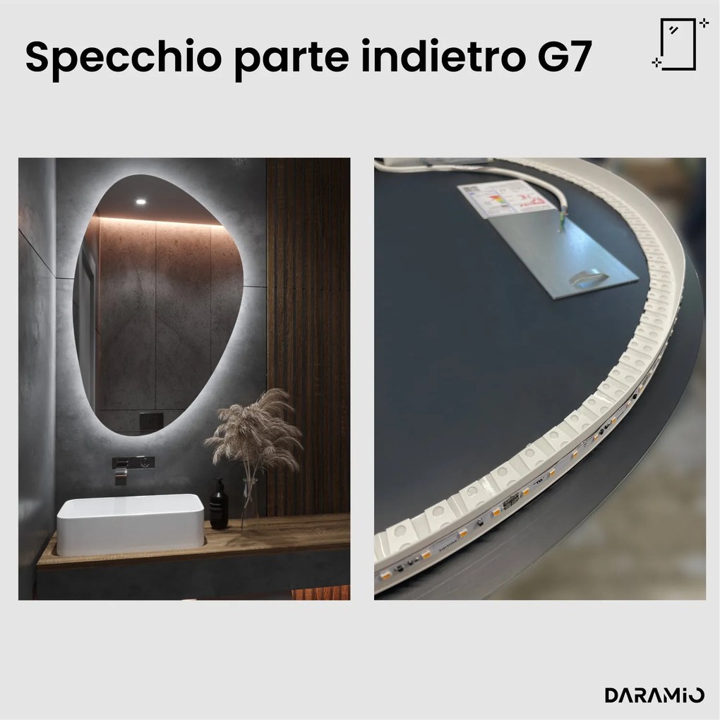 Specchio asimmetrico con luce LED G7