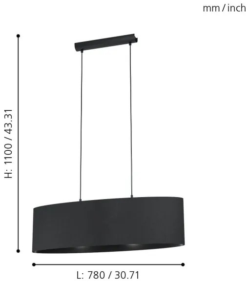 Eglo 99044 - Lampadario a sospensione con filo MASERLO 2xE27/40W/230V