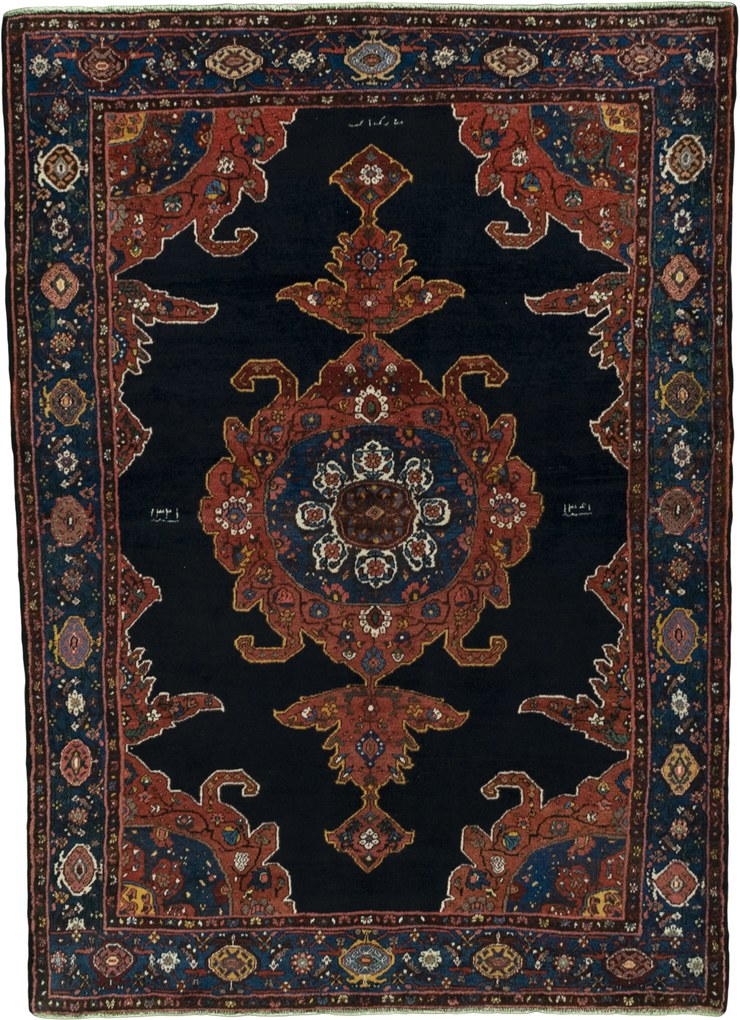 Kurdi Tappeto 150x210 Blu (Iran) Annodato A Mano