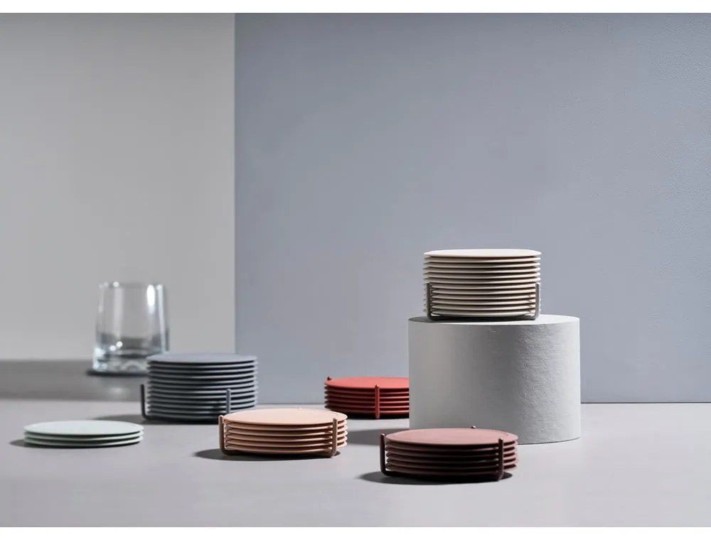 Sottobicchieri in silicone grigio chiaro in set da 6 con supporto Singles - Zone