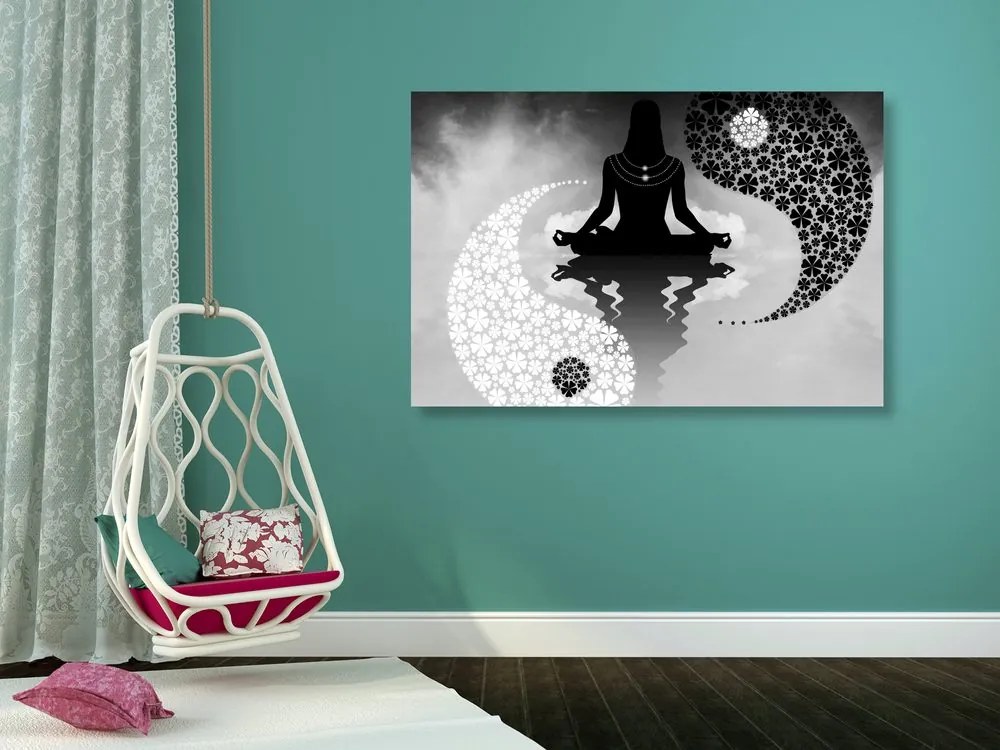 Stampa su tela – Yoga del Jin e Jang in bianco e nero