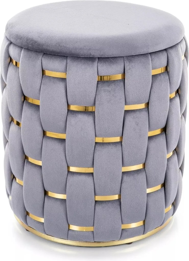 Pouf Tiara Velvet con contenitore in velluto grigio – Ø37x42 cm