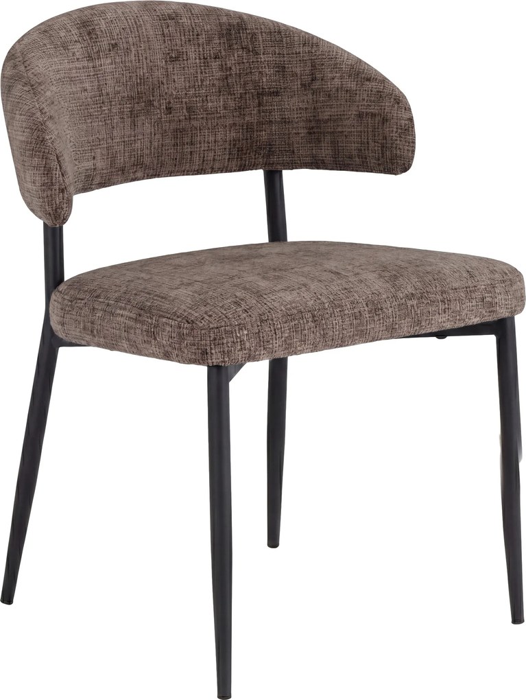IRIS Marrone Spento (tessuto Juto 24) / telaio nero - MODERNA SEDIA IMBOTTITA PER SALONE/SALA DA PRANZO LOFT