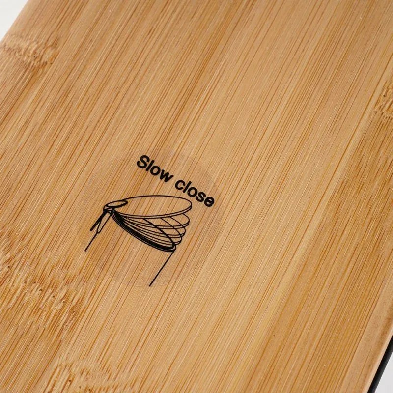 Pattumiera bagno 5 Lt in acciaio con coperchio in bambù bianca con apertura a pedale Rexa