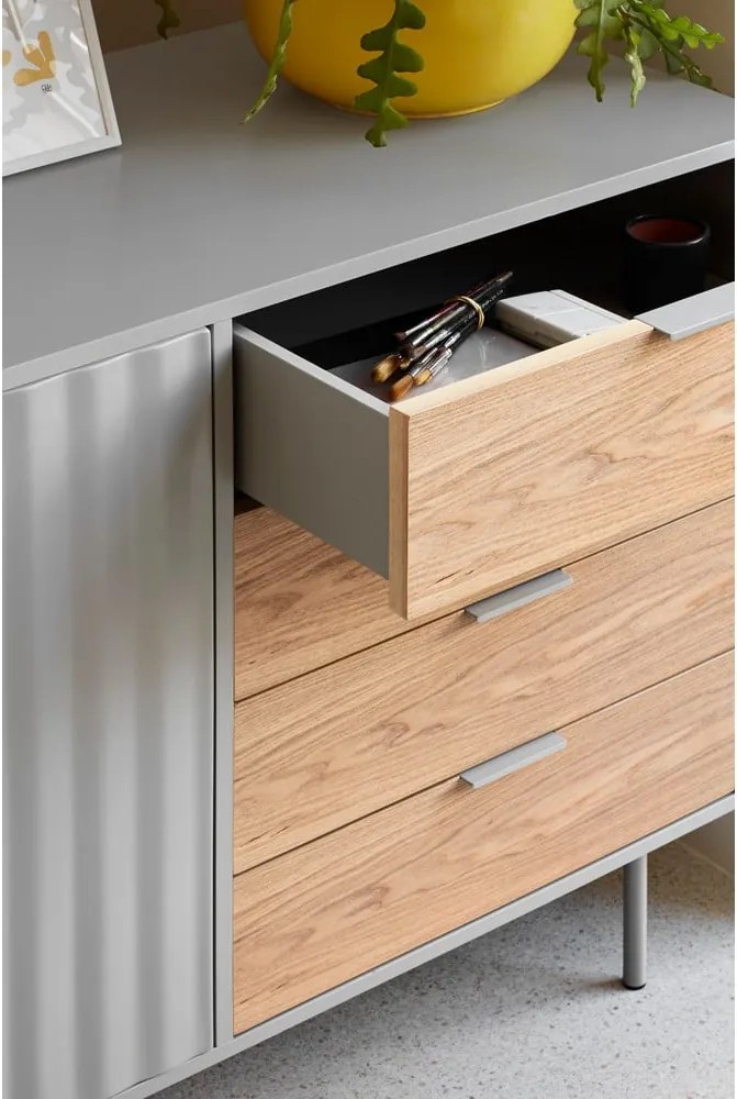 Cassettiera bassa grigia effetto rovere 108x80 cm Sierra - Teulat