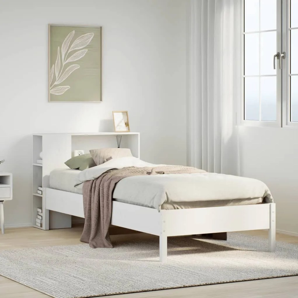 Letto libreria senza materasso bianco 100x200 cm legno di pino