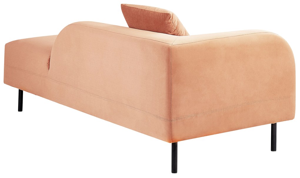 Chaise longue velluto rosa pesca sinistra LE CRAU Beliani