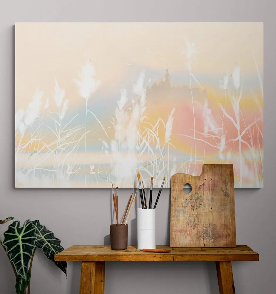 Quadro su tela – Castello in paesaggio pastello