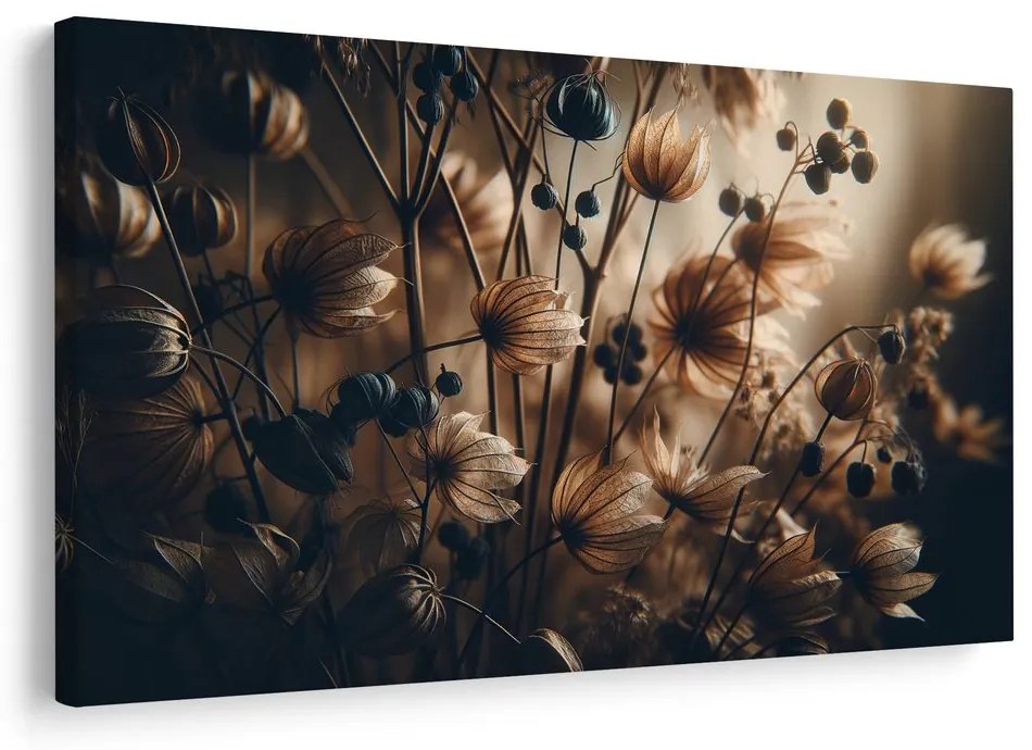 Quadro su tela – Fiori secchi in toni scuri
